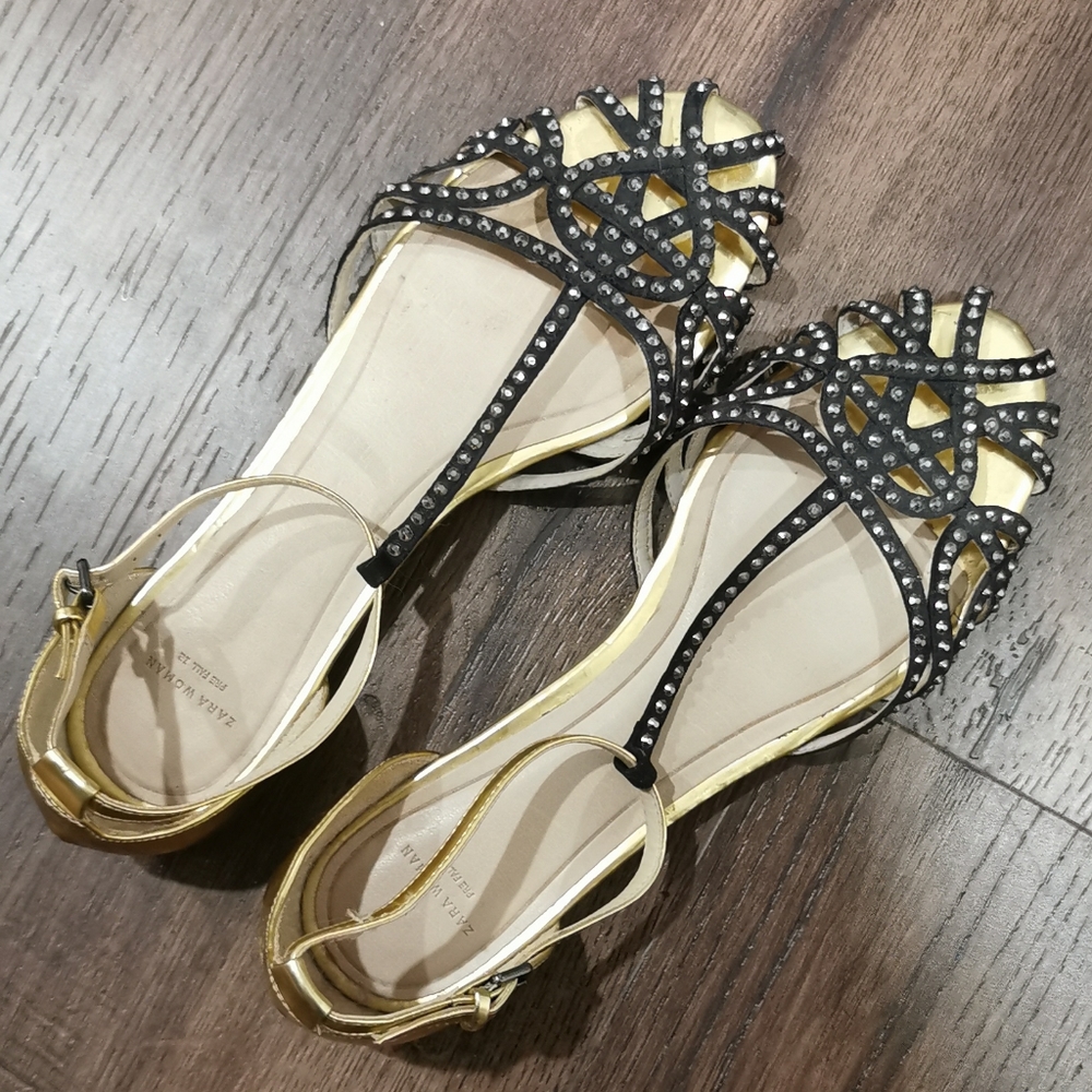 3/15 SALE Gold Embellished Sandals from Zara